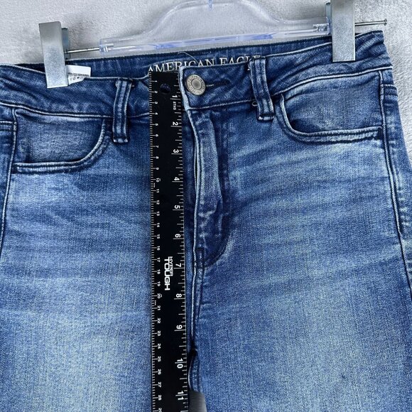 American Eagle Outfitters Skinny Jeans Womens Size 12 Distressed Mid Rise Blue - Picture 9 of 13
